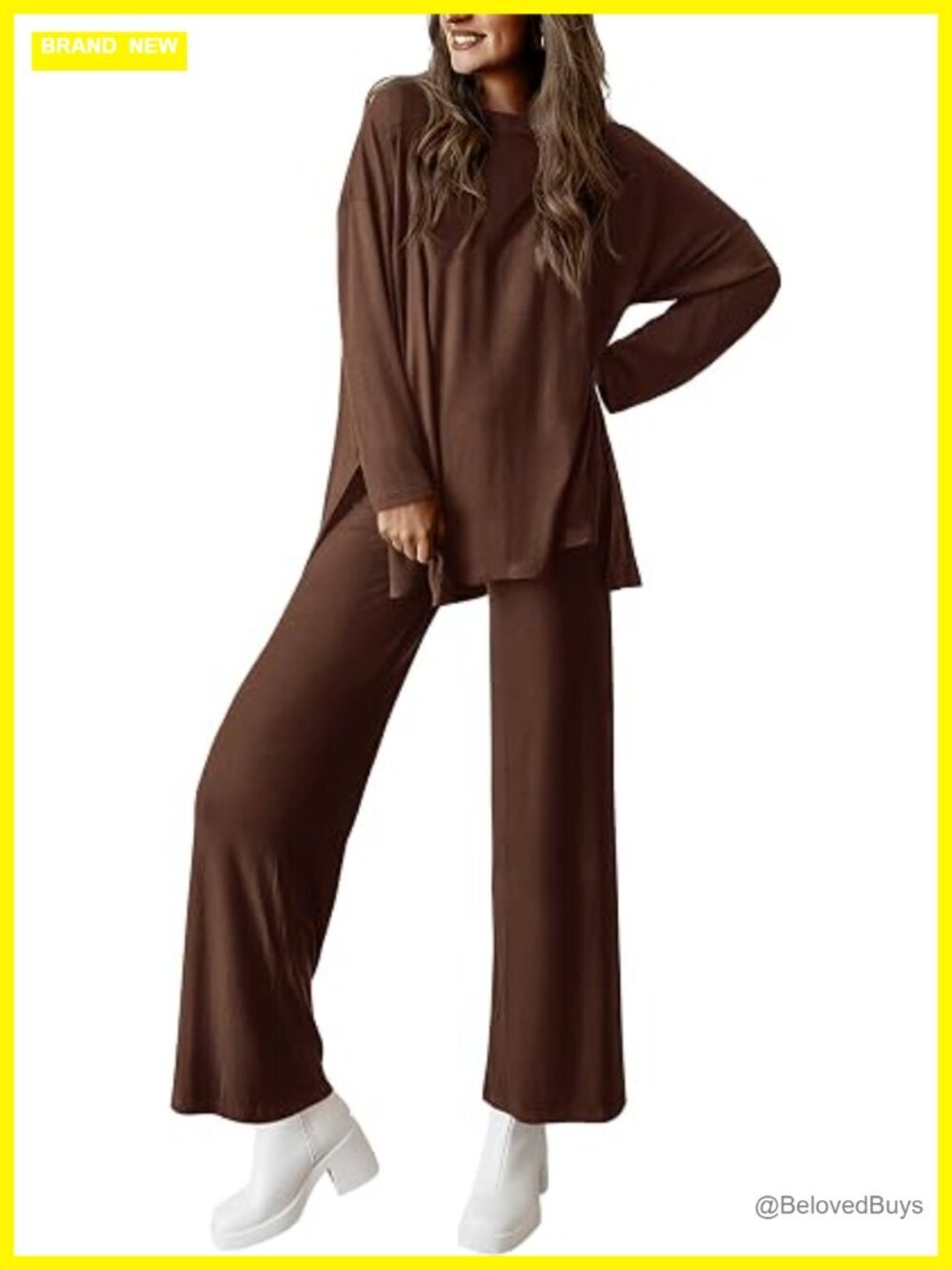 Women's Two Piece Lounge Set Long Sleeve Wide Leg Pants Tracksuit